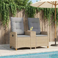 Liegebank mit Tisch Beige und Hellgrau 126 x 65 x 112 cm