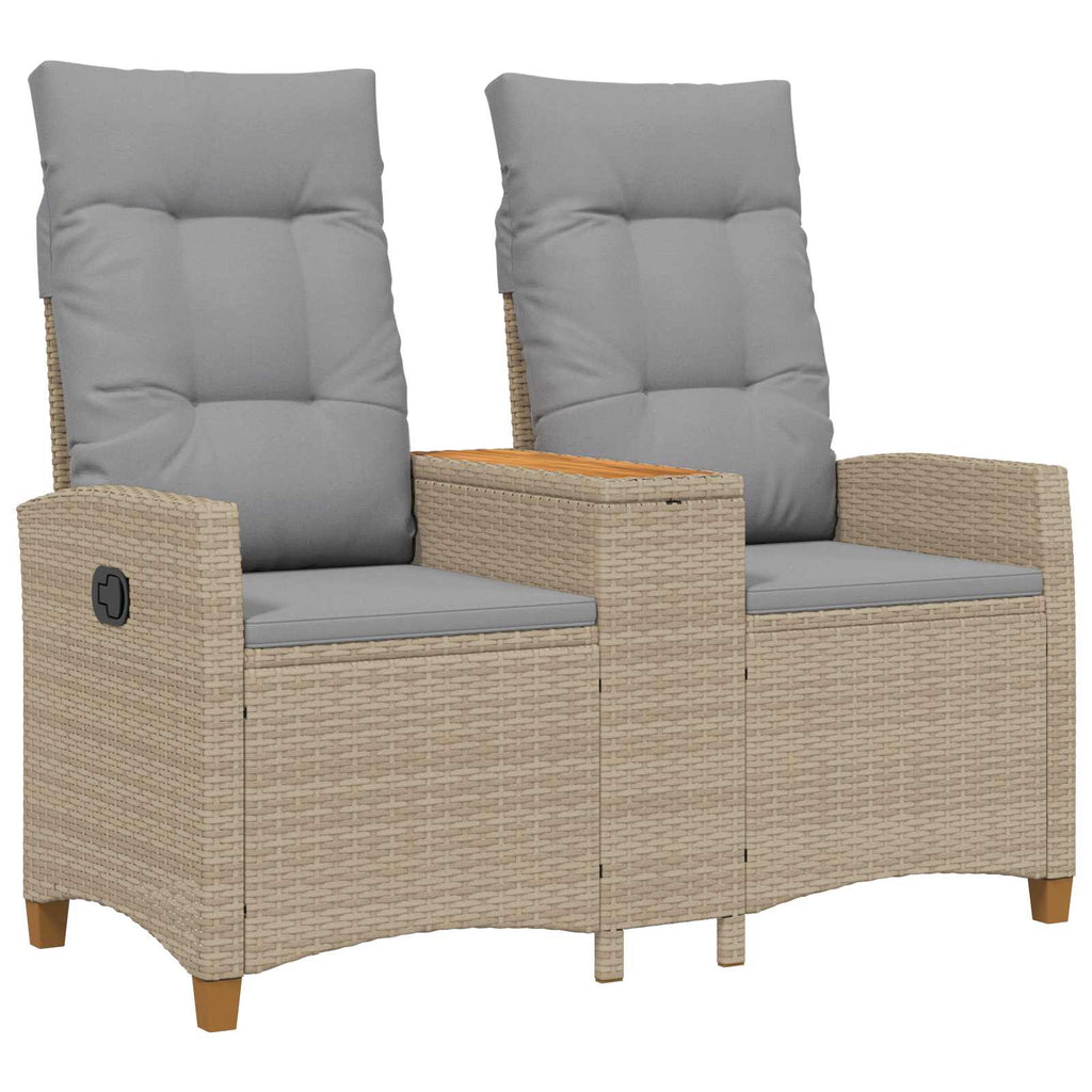 Liegebank mit Tisch Beige und Hellgrau 126 x 65 x 112 cm