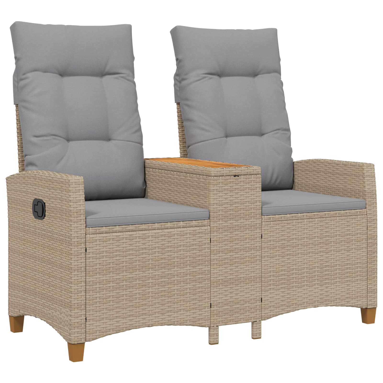 Liegebank mit Tisch Beige und Hellgrau 126 x 65 x 112 cm