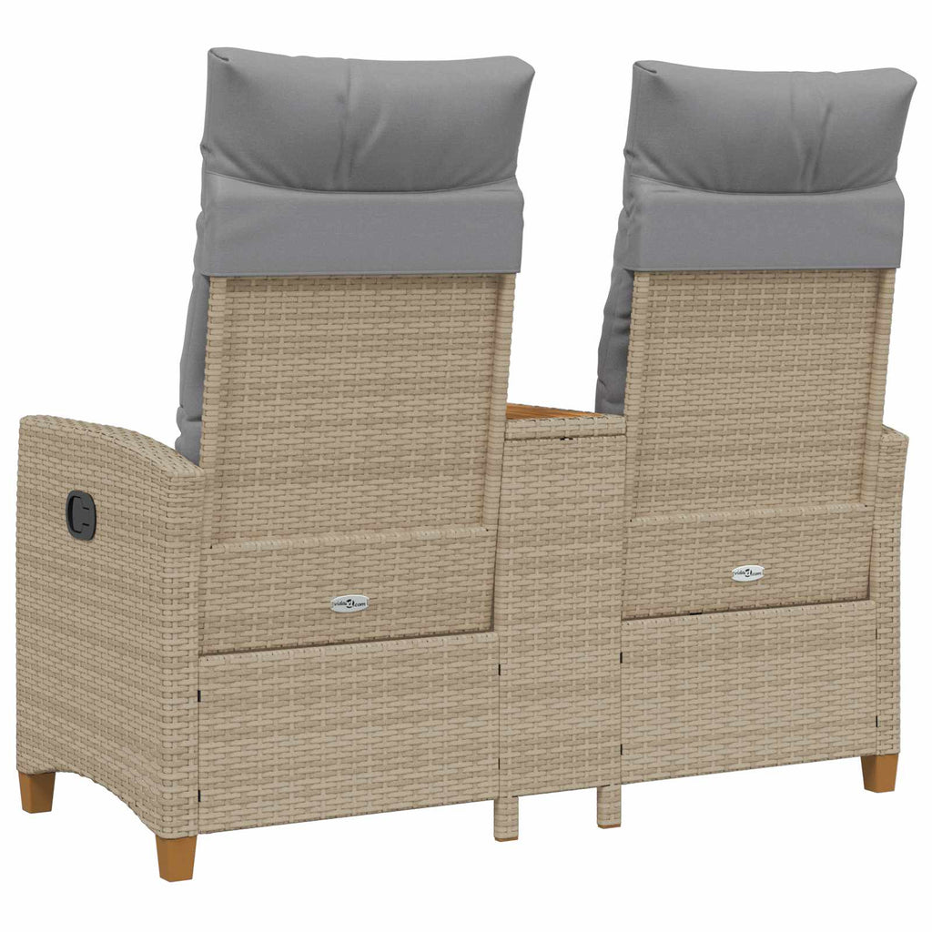 Liegebank mit Tisch Beige und Hellgrau 126 x 65 x 112 cm