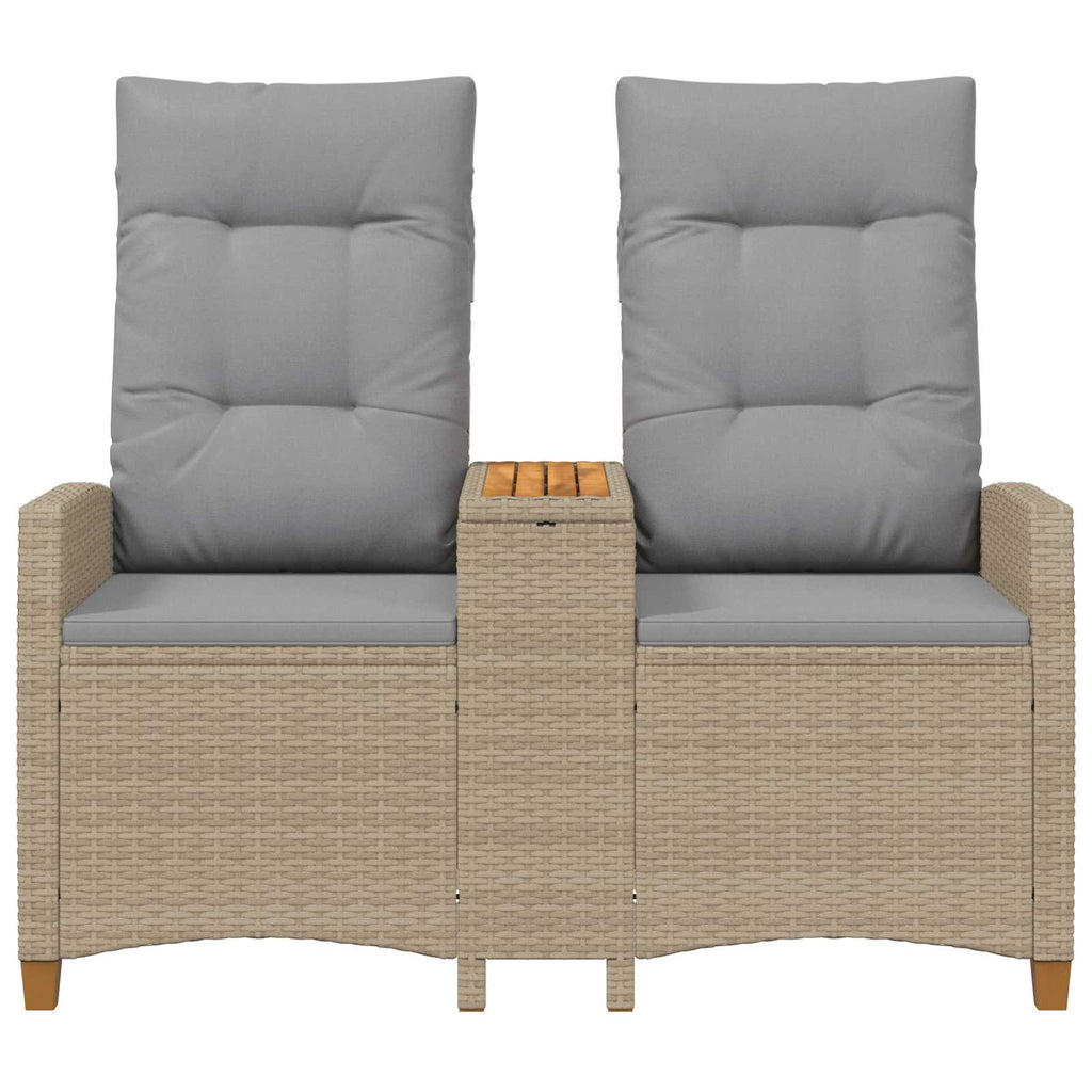 Liegebank mit Tisch Beige und Hellgrau 126 x 65 x 112 cm