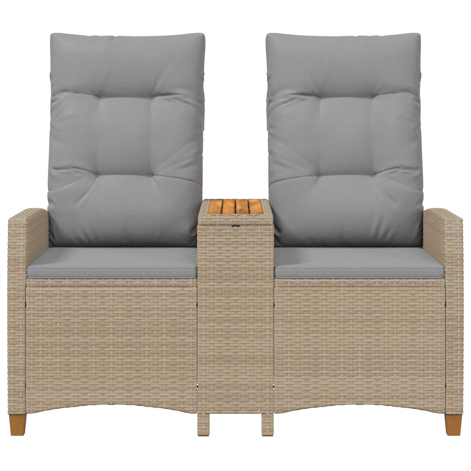 Liegebank mit Tisch Beige und Hellgrau 126 x 65 x 112 cm