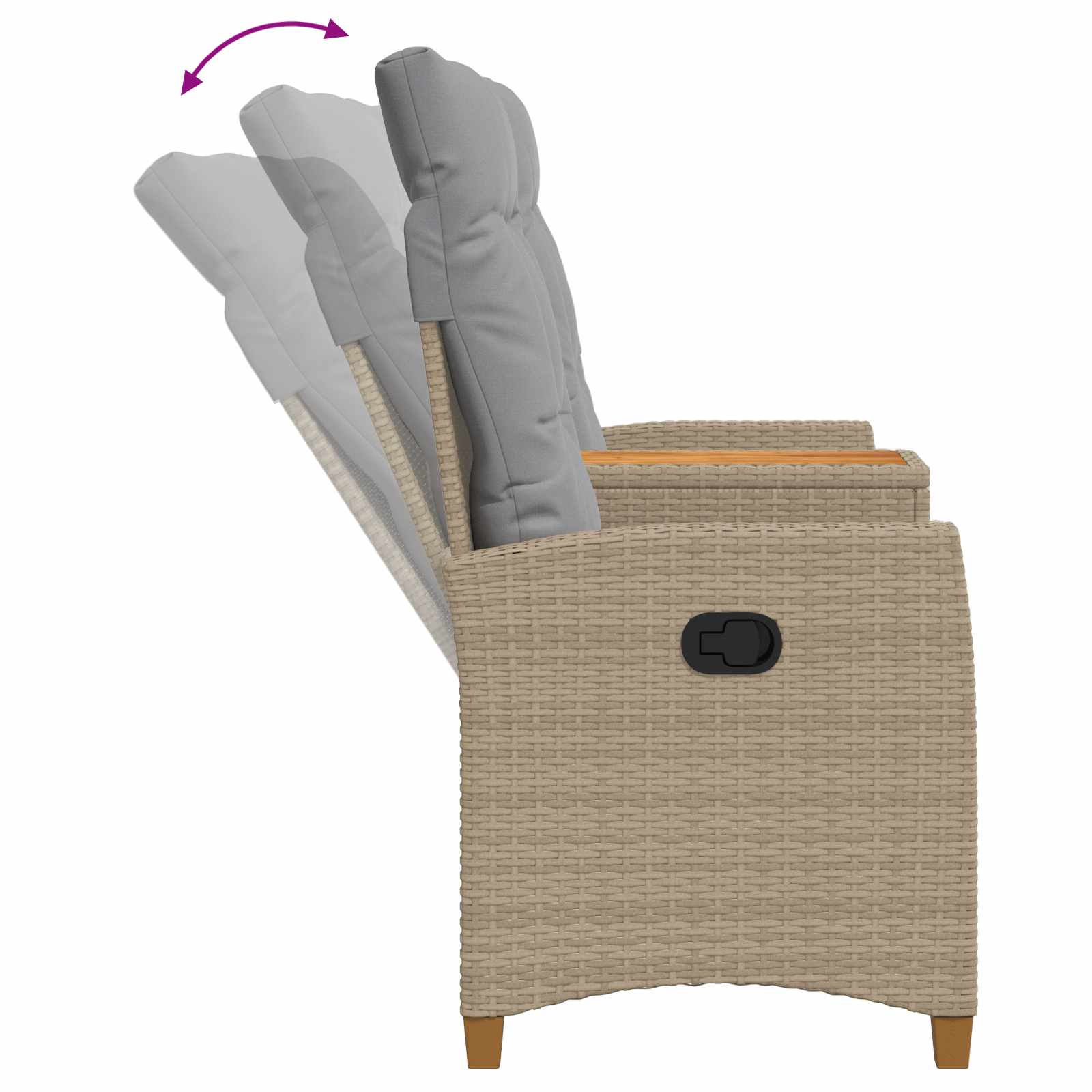 Liegebank mit Tisch Beige und Hellgrau 126 x 65 x 112 cm