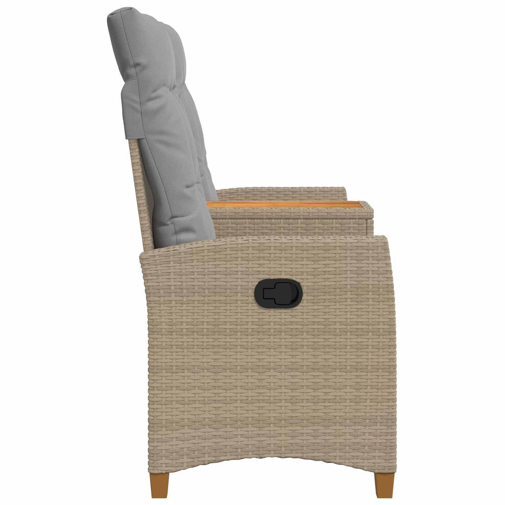 Liegebank mit Tisch Beige und Hellgrau 126 x 65 x 112 cm
