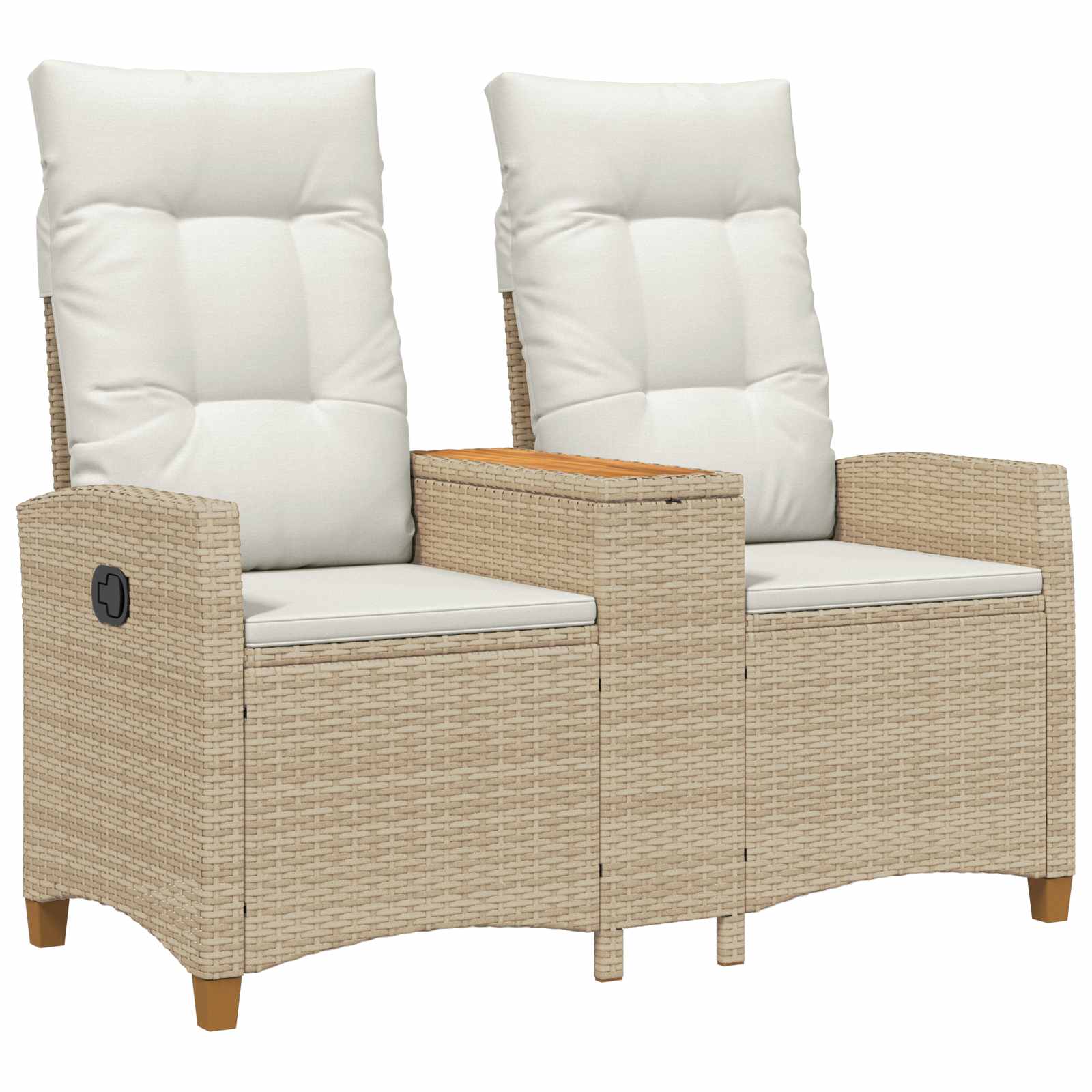 Liegebank mit Tisch Beige und Cremeweiß 126 x 65 x 112 cm