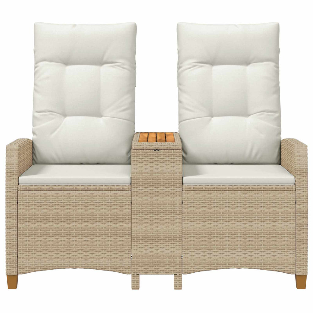 Liegebank mit Tisch Beige und Cremeweiß 126 x 65 x 112 cm
