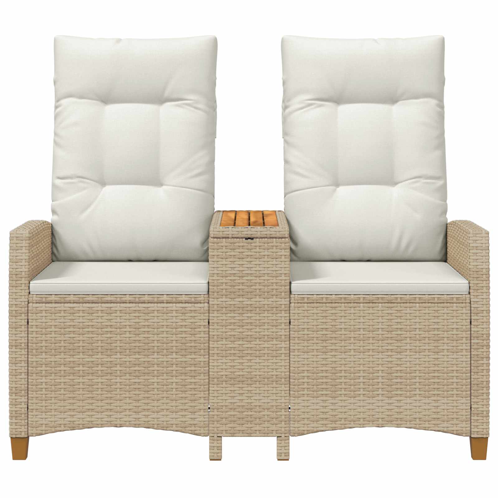 Liegebank mit Tisch Beige und Cremeweiß 126 x 65 x 112 cm