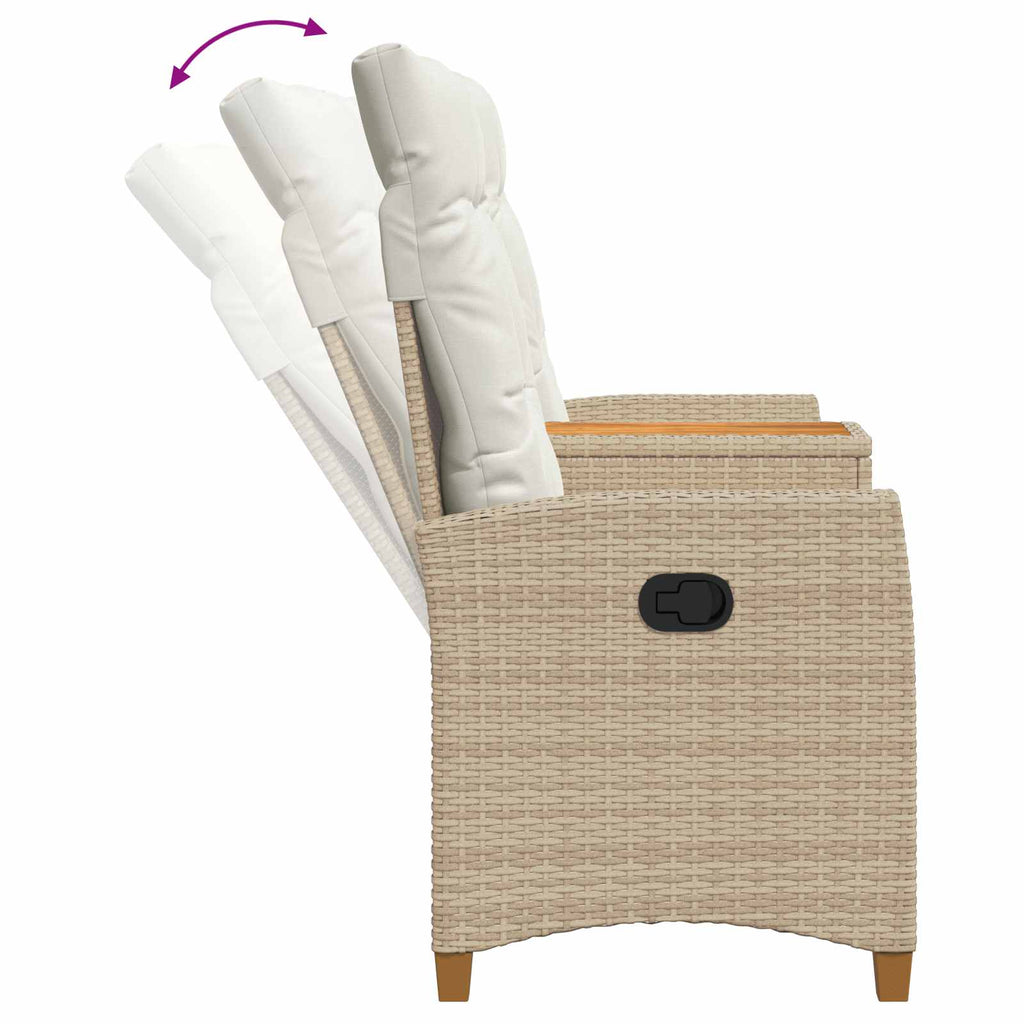Liegebank mit Tisch Beige und Cremeweiß 126 x 65 x 112 cm