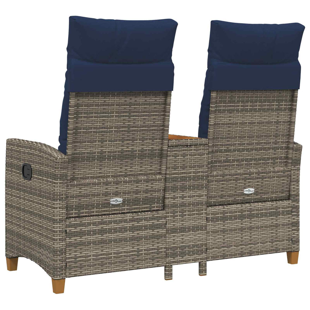 Liegebank mit Tisch Grau und Marineblau 126 x 65 x 112 cm