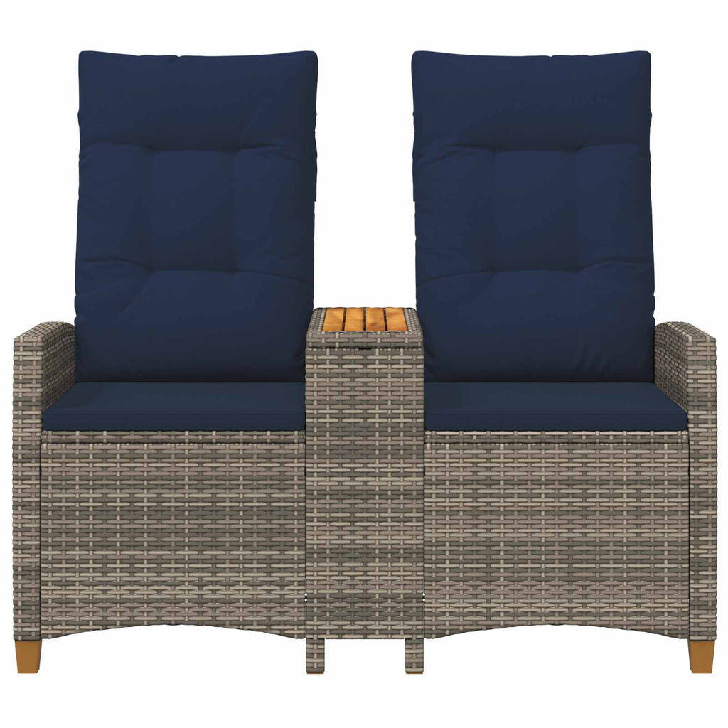 Liegebank mit Tisch Grau und Marineblau 126 x 65 x 112 cm