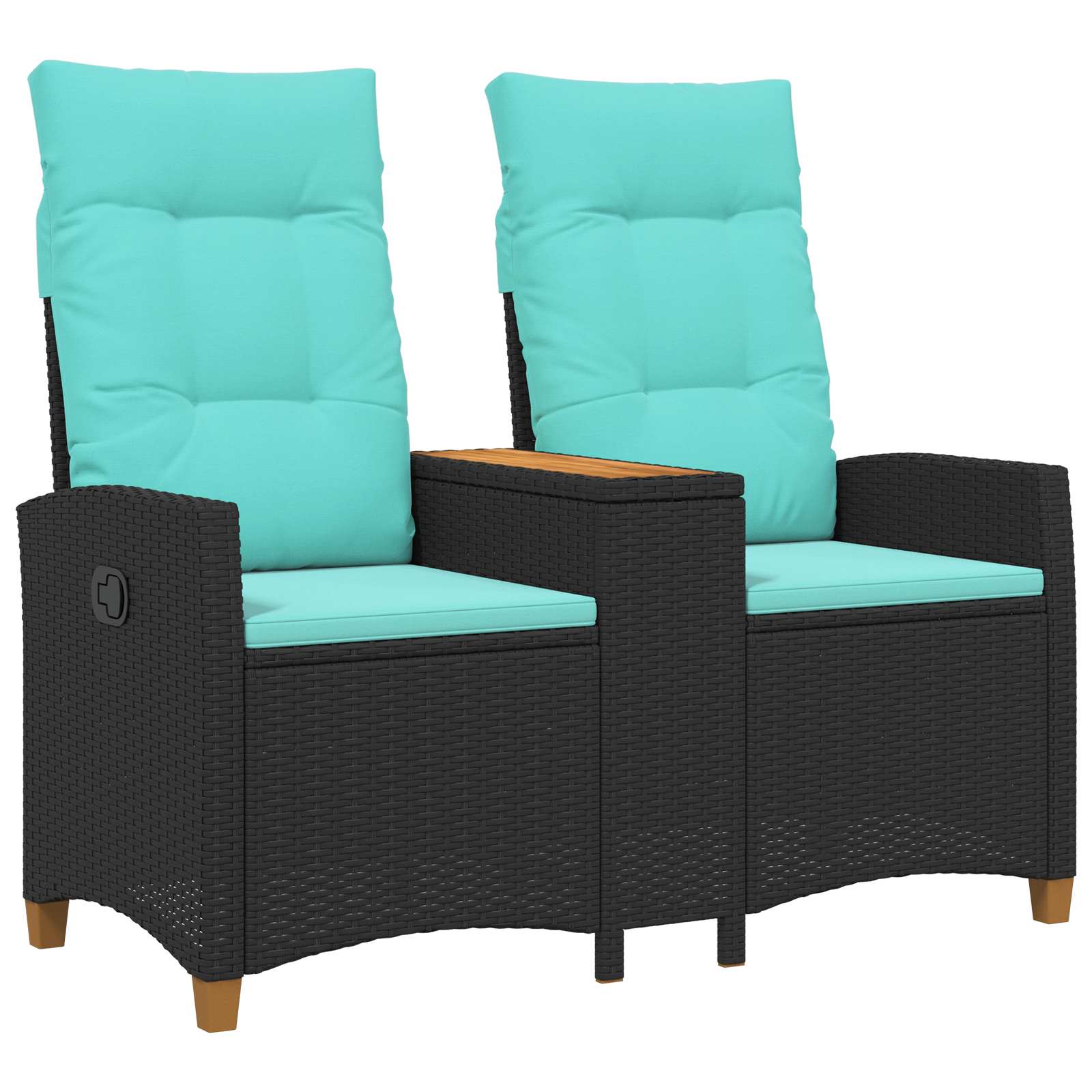 Liegebank mit Tisch Schwarz und Türkis 126 x 65 x 112 cm
