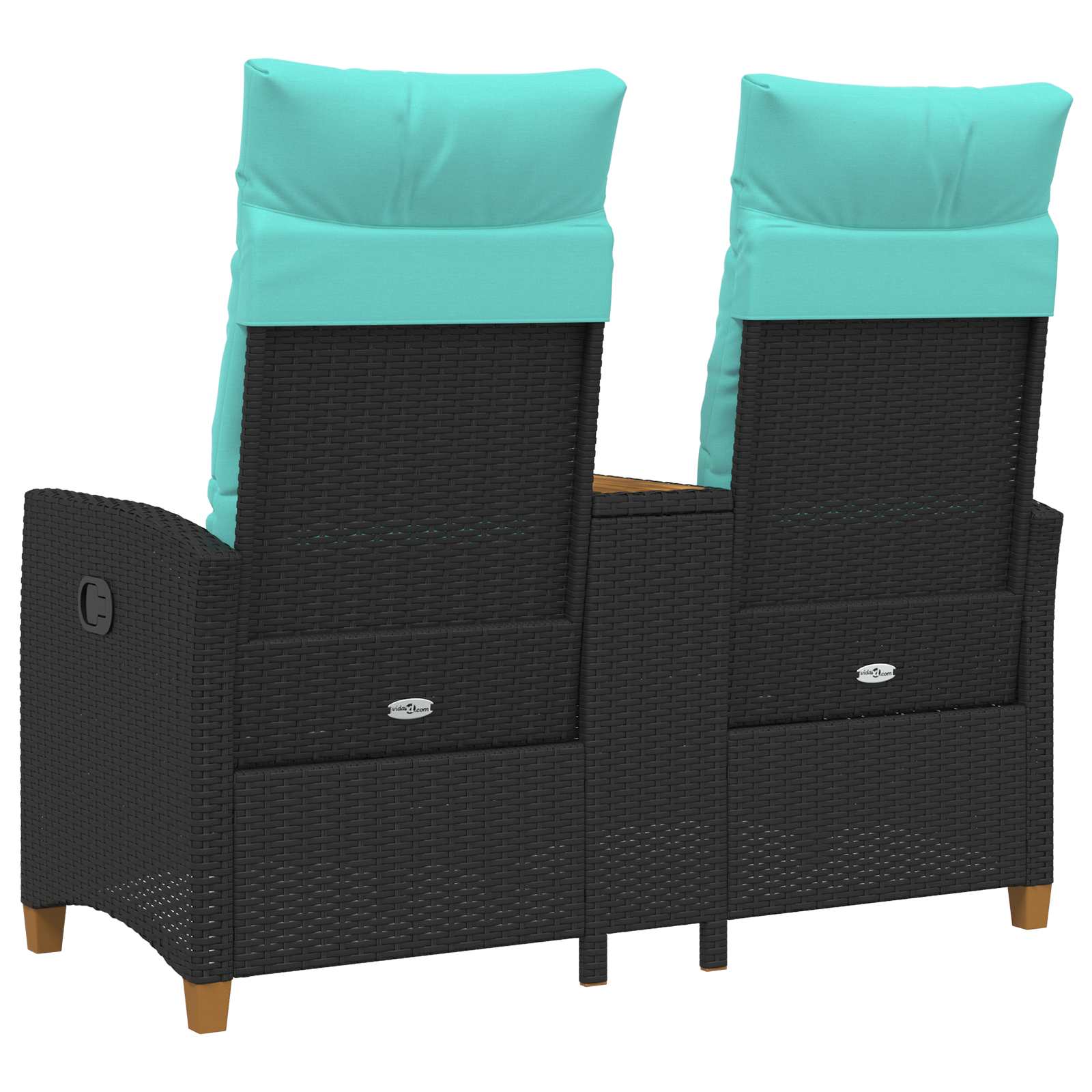 Liegebank mit Tisch Schwarz und Türkis 126 x 65 x 112 cm