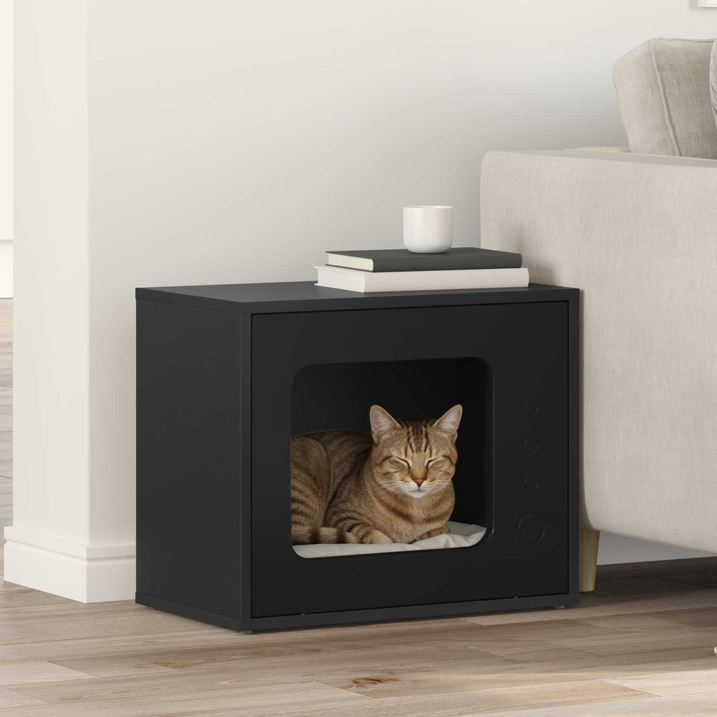 Katzenhaus Schwarz 51 x 30 x 42,5 cm Holzwerkstoff