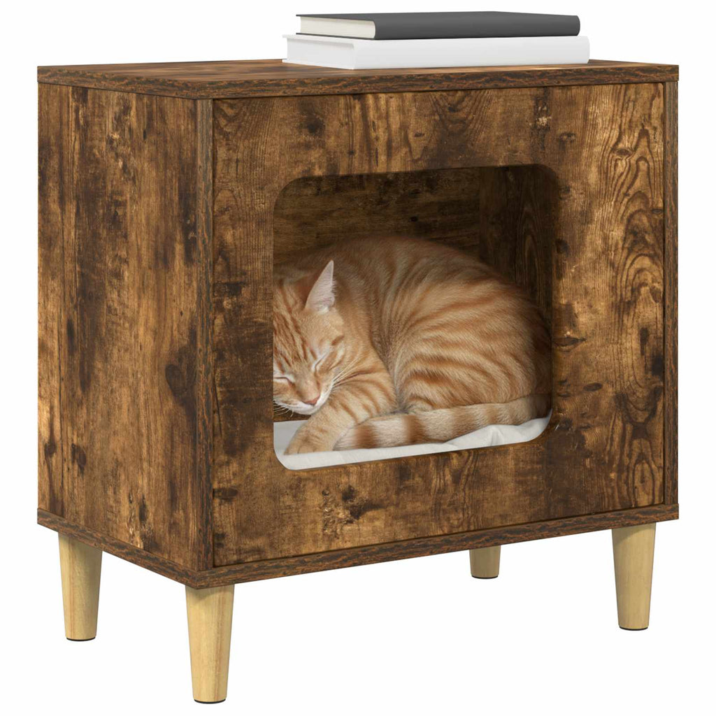 Katzenhaus Geräucherte Eiche 51 x 30 x 52 cm Holzwerkstoff