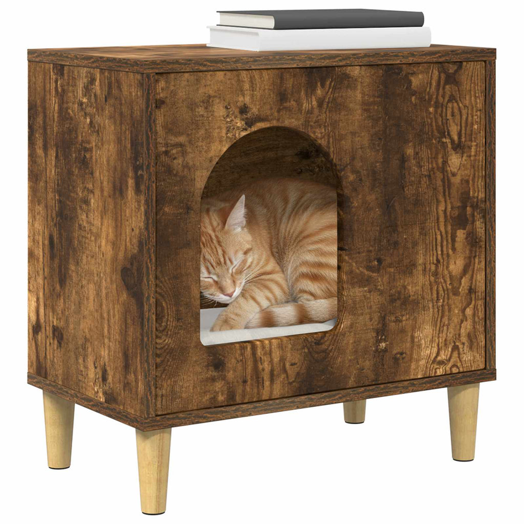 Katzenhaus Geräucherte Eiche 51 x 30 x 52 cm Holzwerkstoff