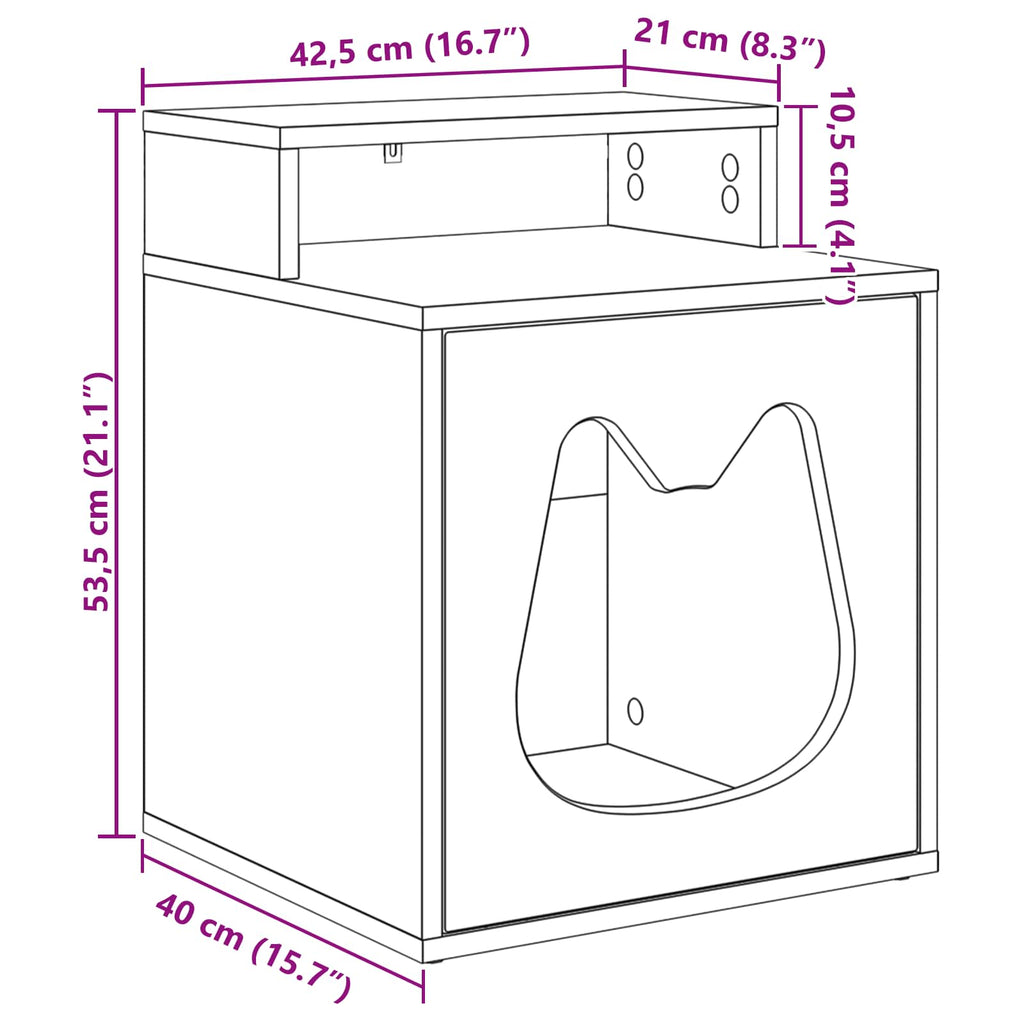 Katzenhaus Graues Sonoma 42,5 x 40 x 53,5 cm Holzwerkstoff