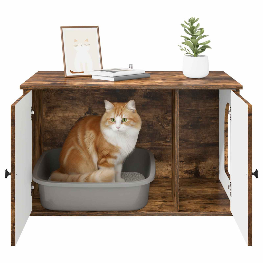 Katzenhaus Geräucherte Eiche 85 x 55 x 50 cm Holzwerkstoff