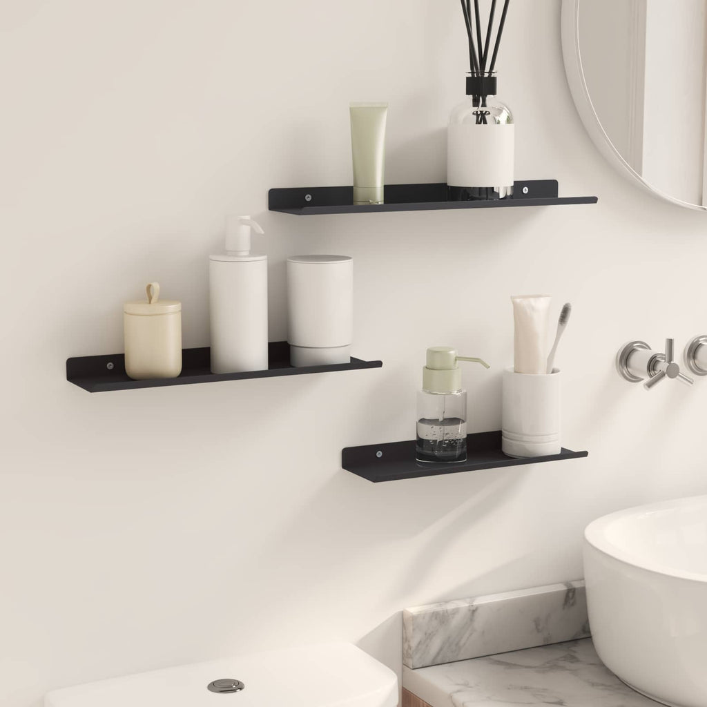 Schwebendes Regal 3 pcs Schwarz 40 x 9 x 2,5 cm Stahl