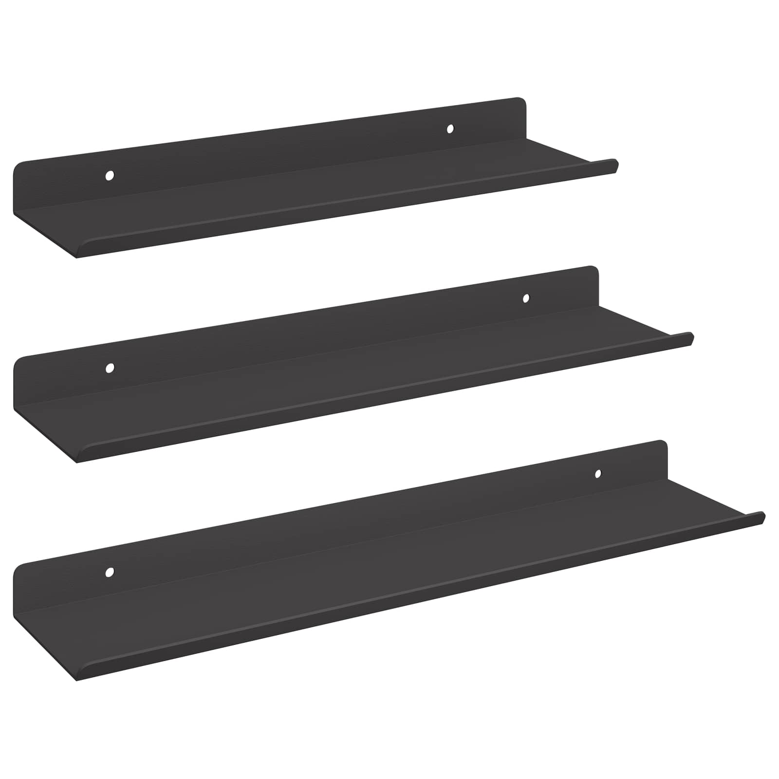 Schwebendes Regal 3 pcs Schwarz 40 x 9 x 2,5 cm Stahl