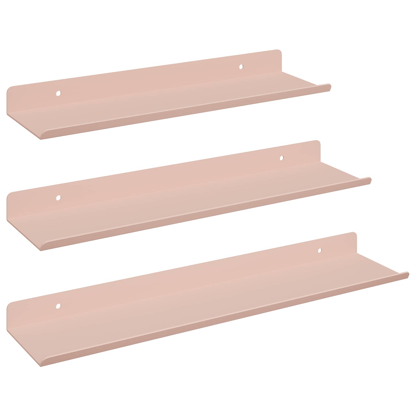 Schwebendes Regal Wandmontiert 3 pcs Rosa 40 x 9 x 2,5 cm Stahl