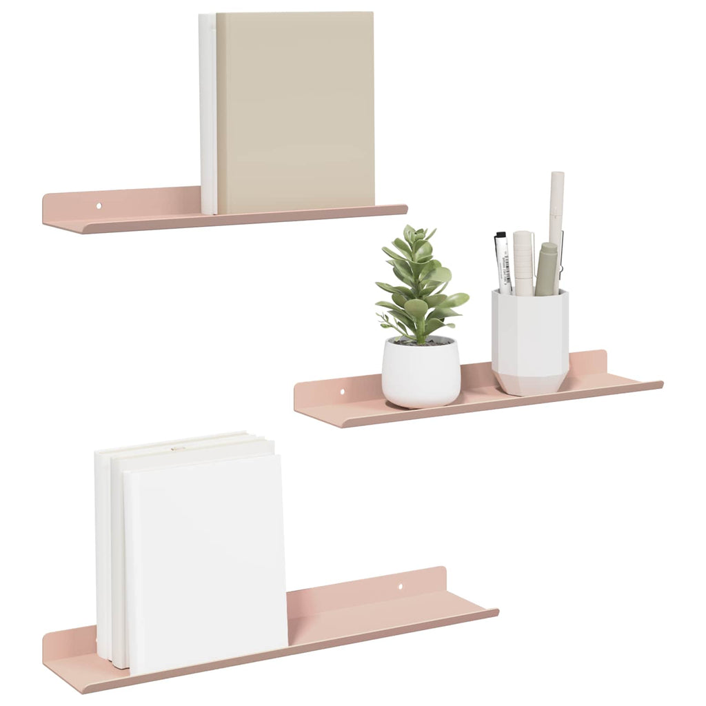 Schwebendes Regal Wandmontiert 3 pcs Rosa 40 x 9 x 2,5 cm Stahl