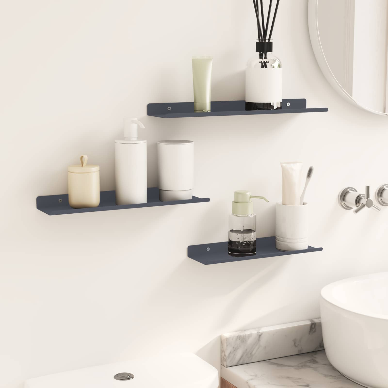 Schwebendes Regal 3 pcs Anthrazit 40 x 9 x 2,5 cm Stahl