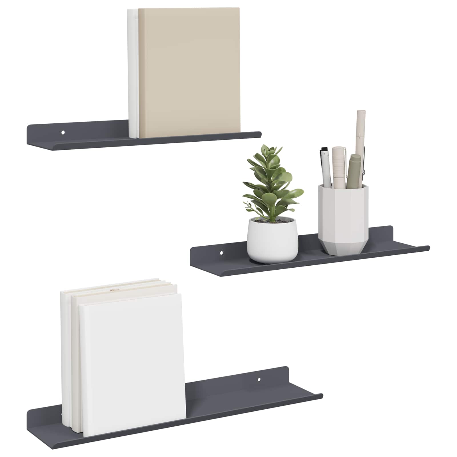 Schwebendes Regal 3 pcs Anthrazit 40 x 9 x 2,5 cm Stahl
