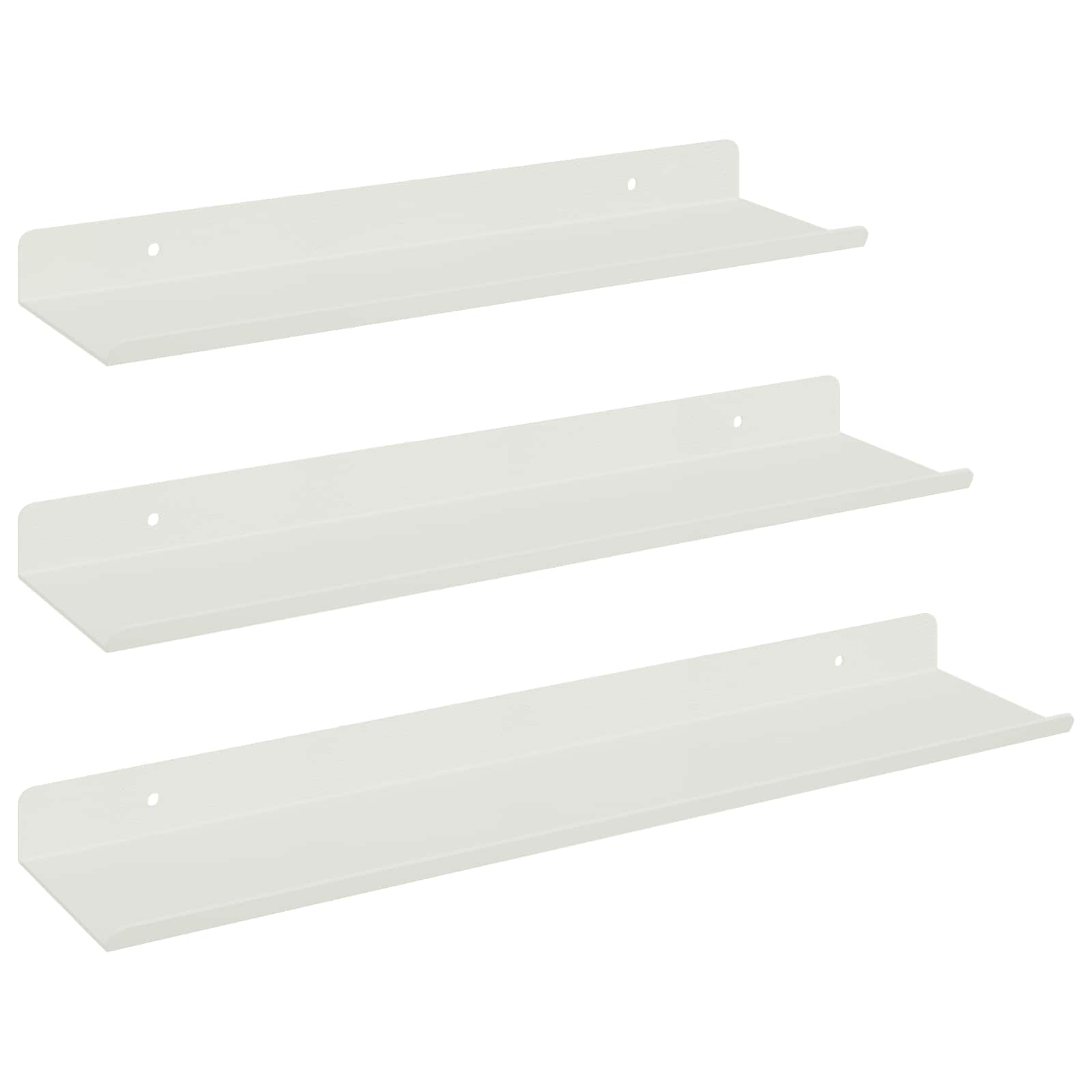 Schwebendes Regal Wandmontiert 3 pcs Weiß 40 x 9 x 2,5 cm Stahl