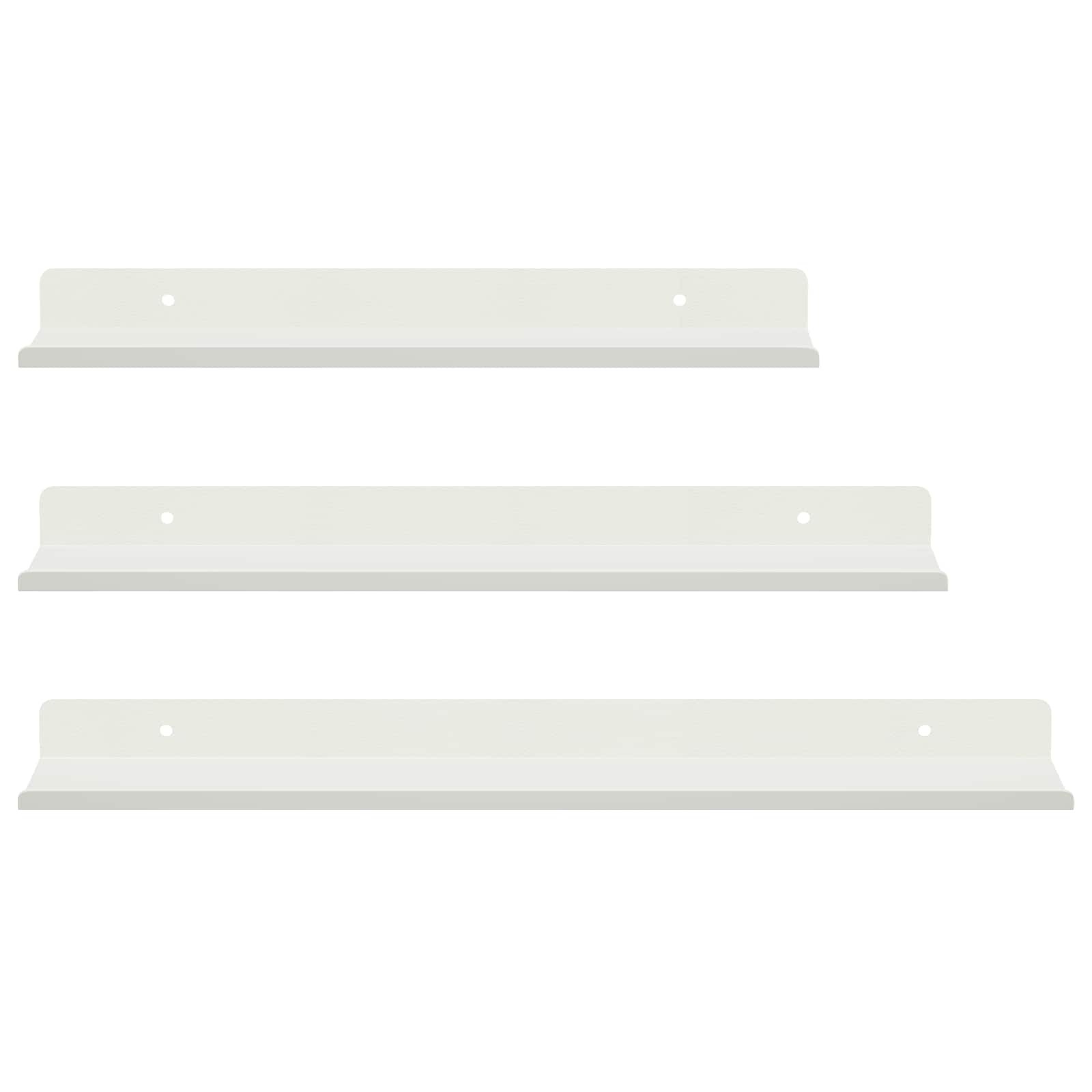 Schwebendes Regal Wandmontiert 3 pcs Weiß 40 x 9 x 2,5 cm Stahl