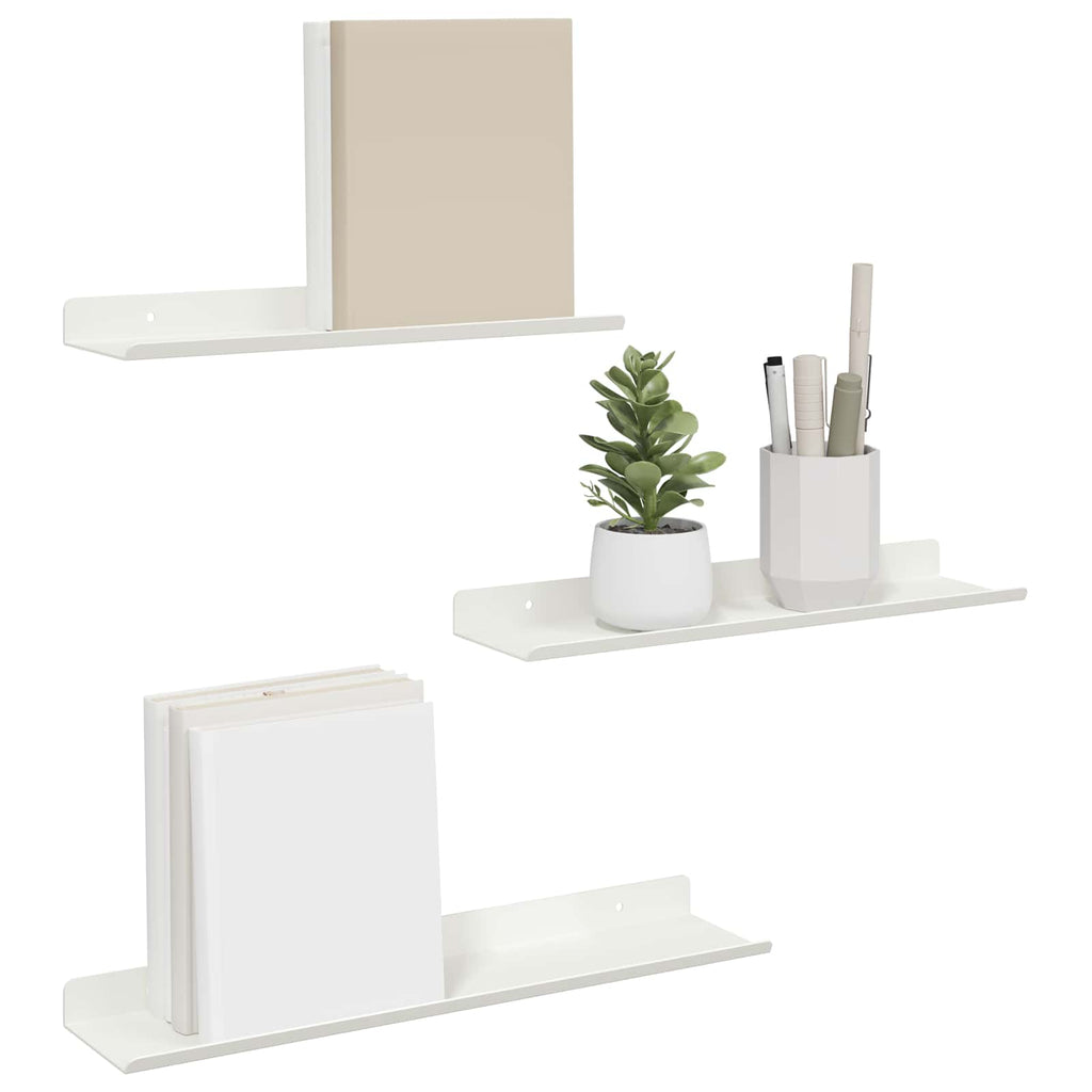 Schwebendes Regal Wandmontiert 3 pcs Weiß 40 x 9 x 2,5 cm Stahl