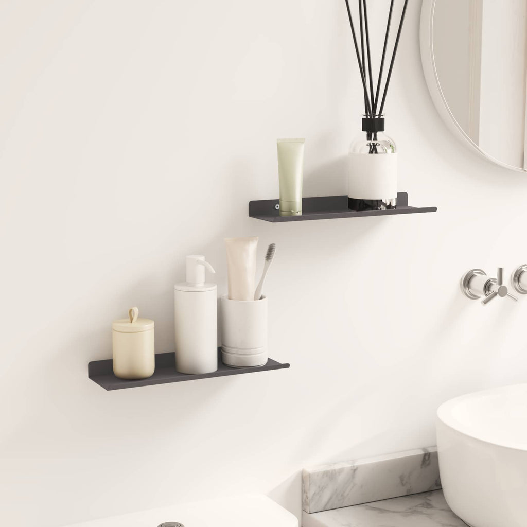 Schwebendes Regal 2 pcs Schwarz 30 x 9 x 2,5 cm Stahl