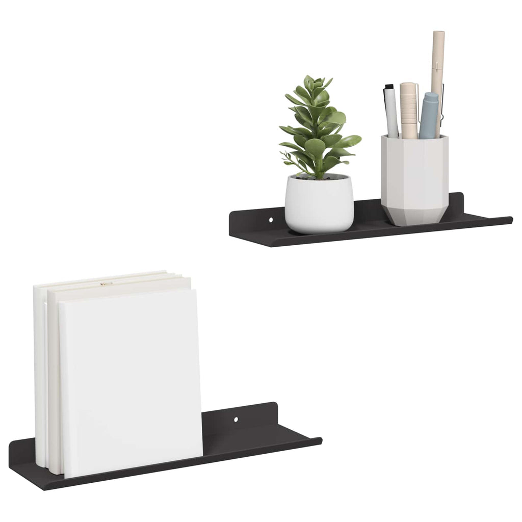 Schwebendes Regal 2 pcs Schwarz 30 x 9 x 2,5 cm Stahl