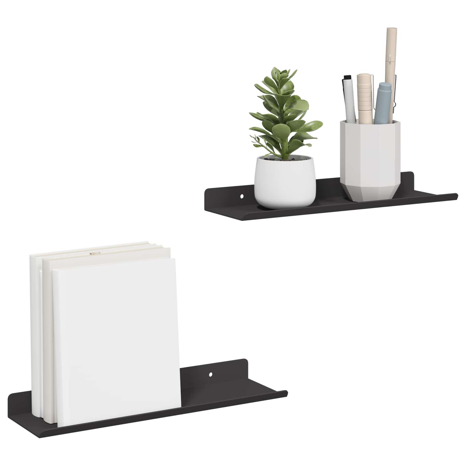 Schwebendes Regal 2 pcs Schwarz 30 x 9 x 2,5 cm Stahl