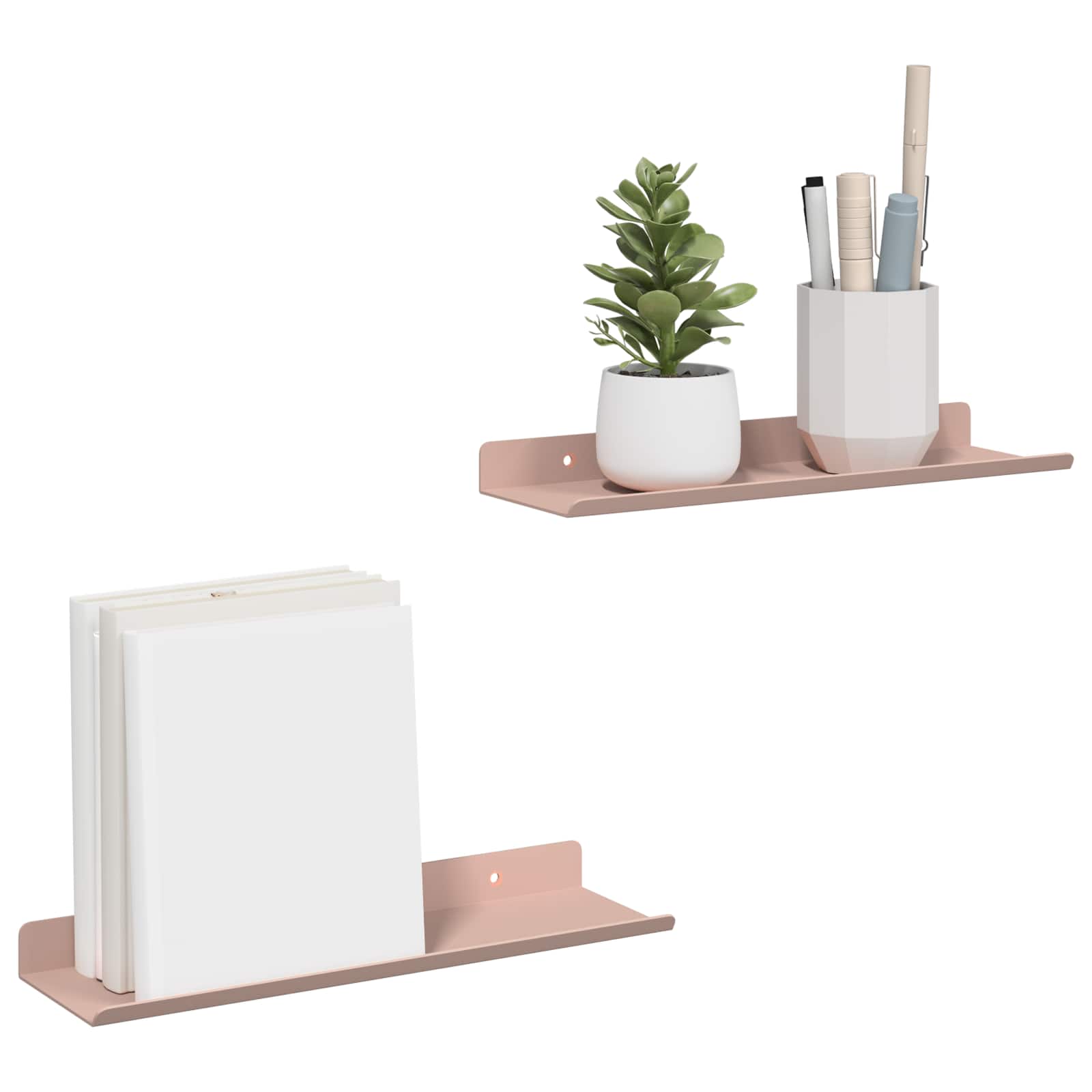 Schwebendes Regal Wandmontiert 2 pcs Rosa 30 x 9 x 2,5 cm Stahl
