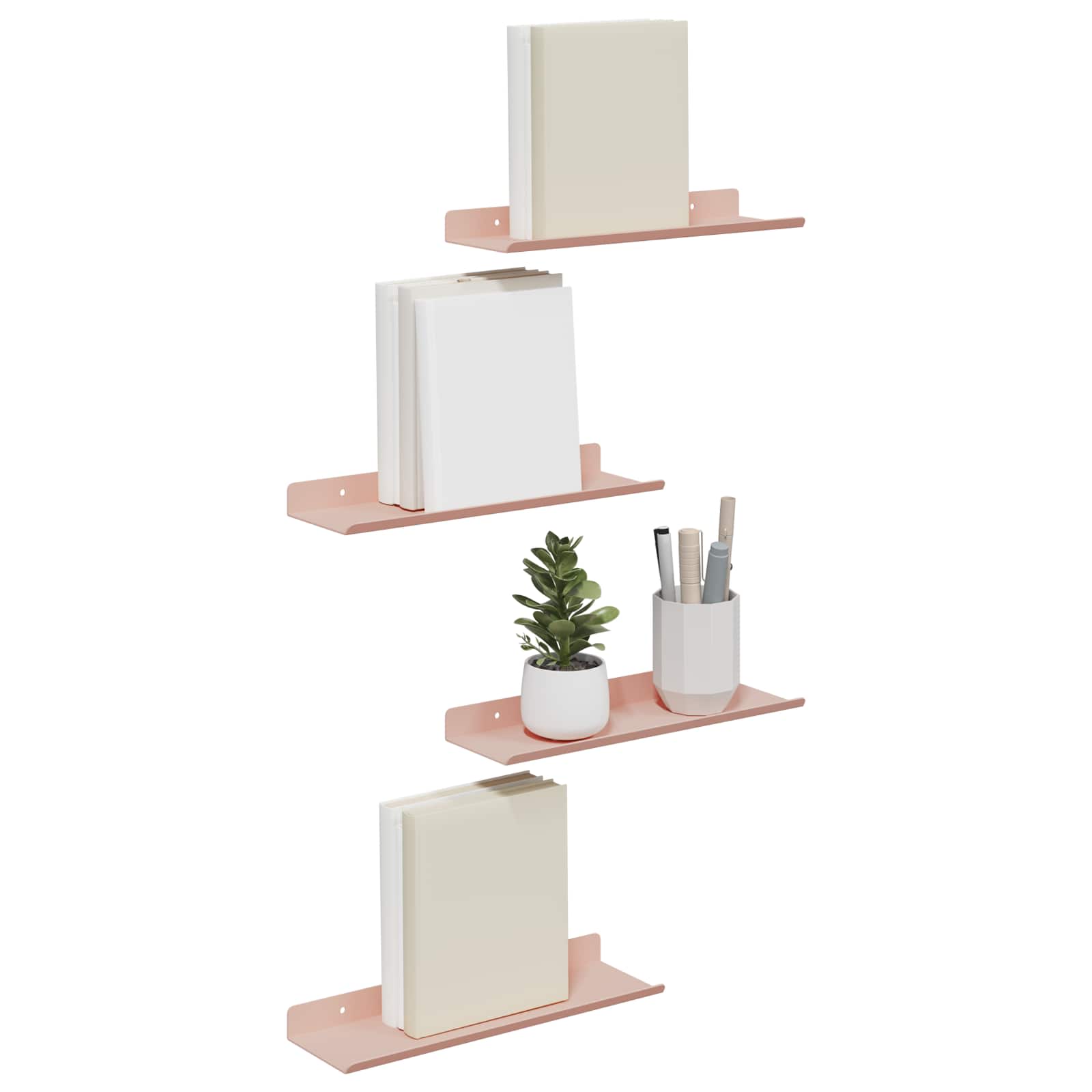 Schwebendes Regal Wandmontiert 4 pcs Rosa 30 x 9 x 2,5 cm Stahl