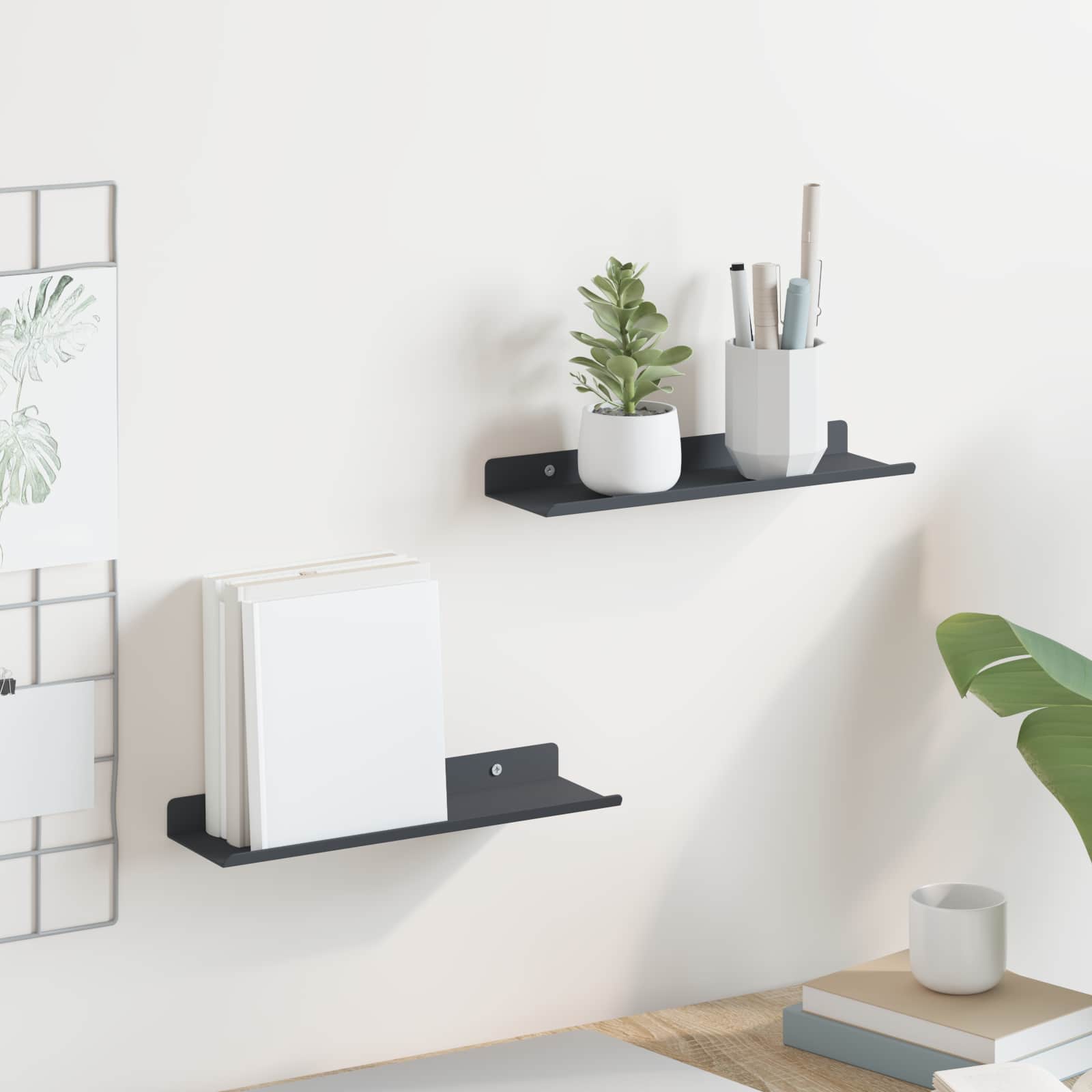 Schwebendes Regal 2 pcs Anthrazit 30 x 9 x 2,5 cm Stahl