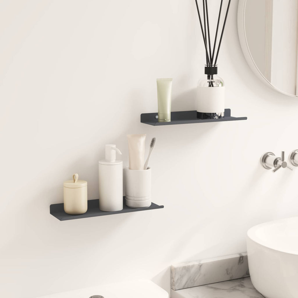 Schwebendes Regal 2 pcs Anthrazit 30 x 9 x 2,5 cm Stahl