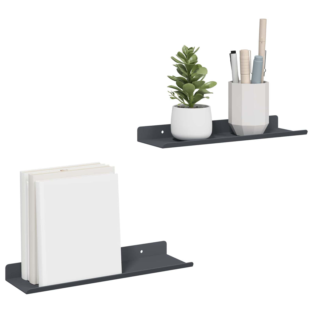 Schwebendes Regal 2 pcs Anthrazit 30 x 9 x 2,5 cm Stahl