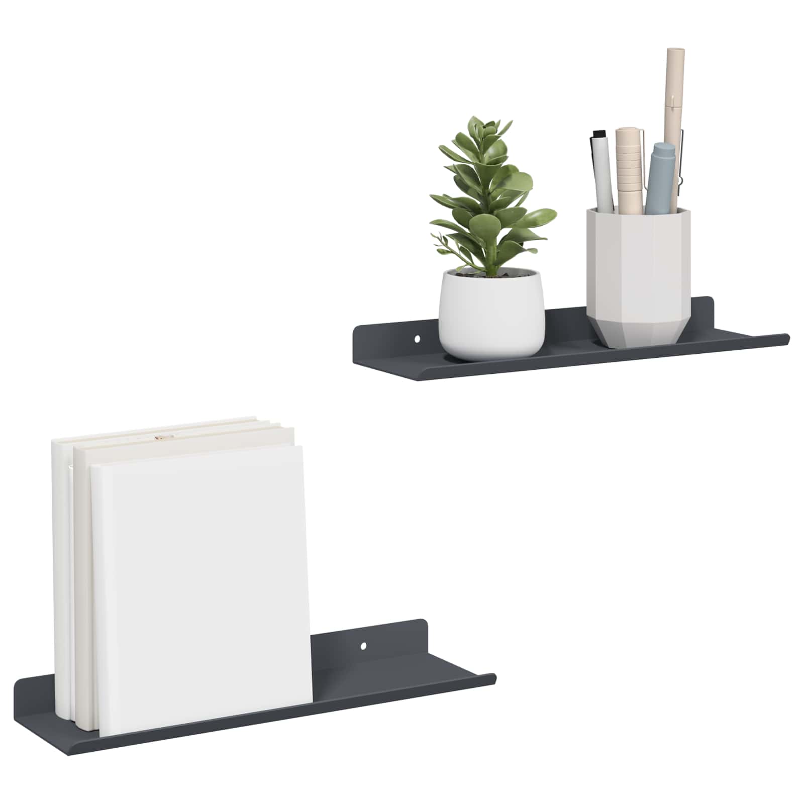 Schwebendes Regal 2 pcs Anthrazit 30 x 9 x 2,5 cm Stahl