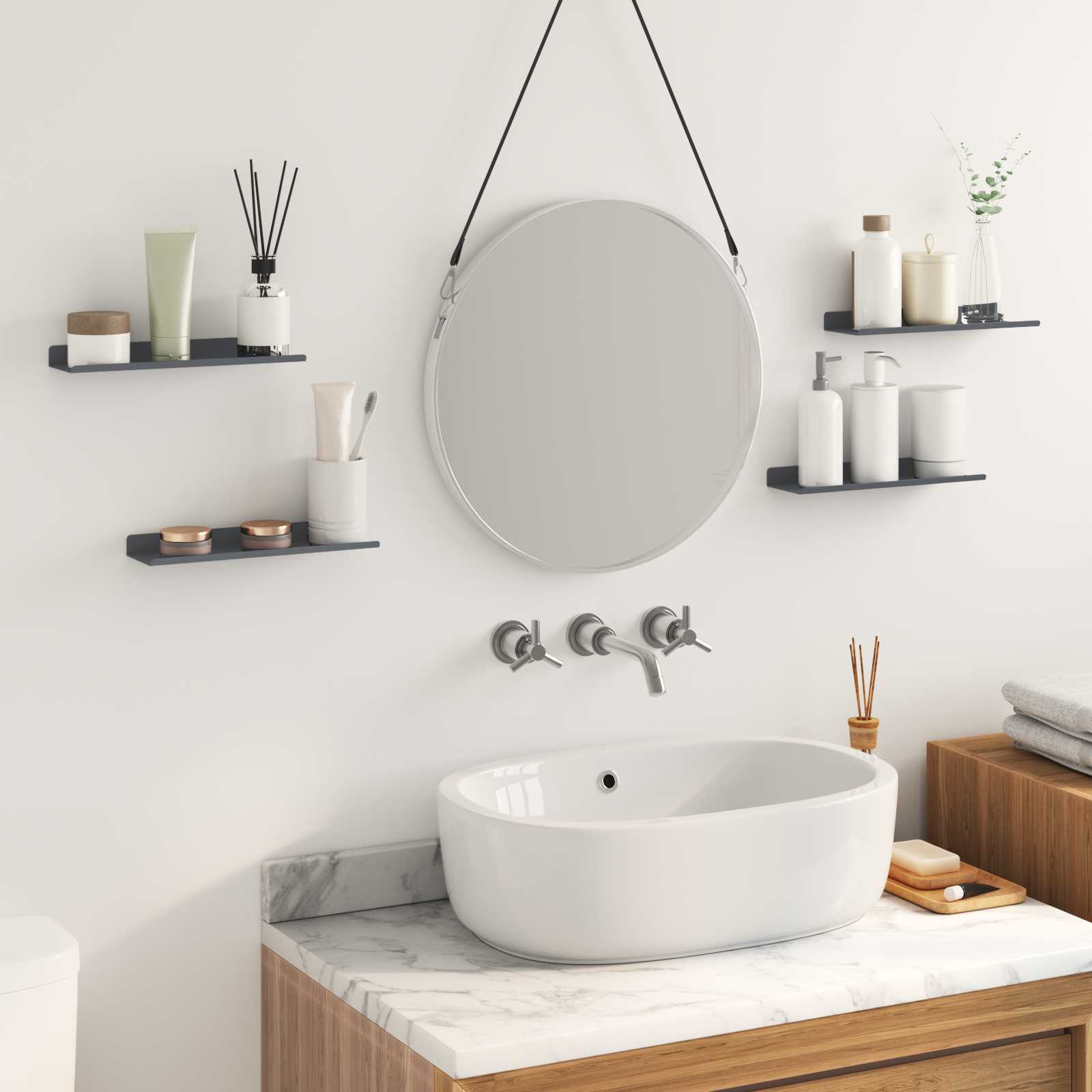 Schwebendes Regal 4 pcs Anthrazit 30 x 9 x 2,5 cm Stahl