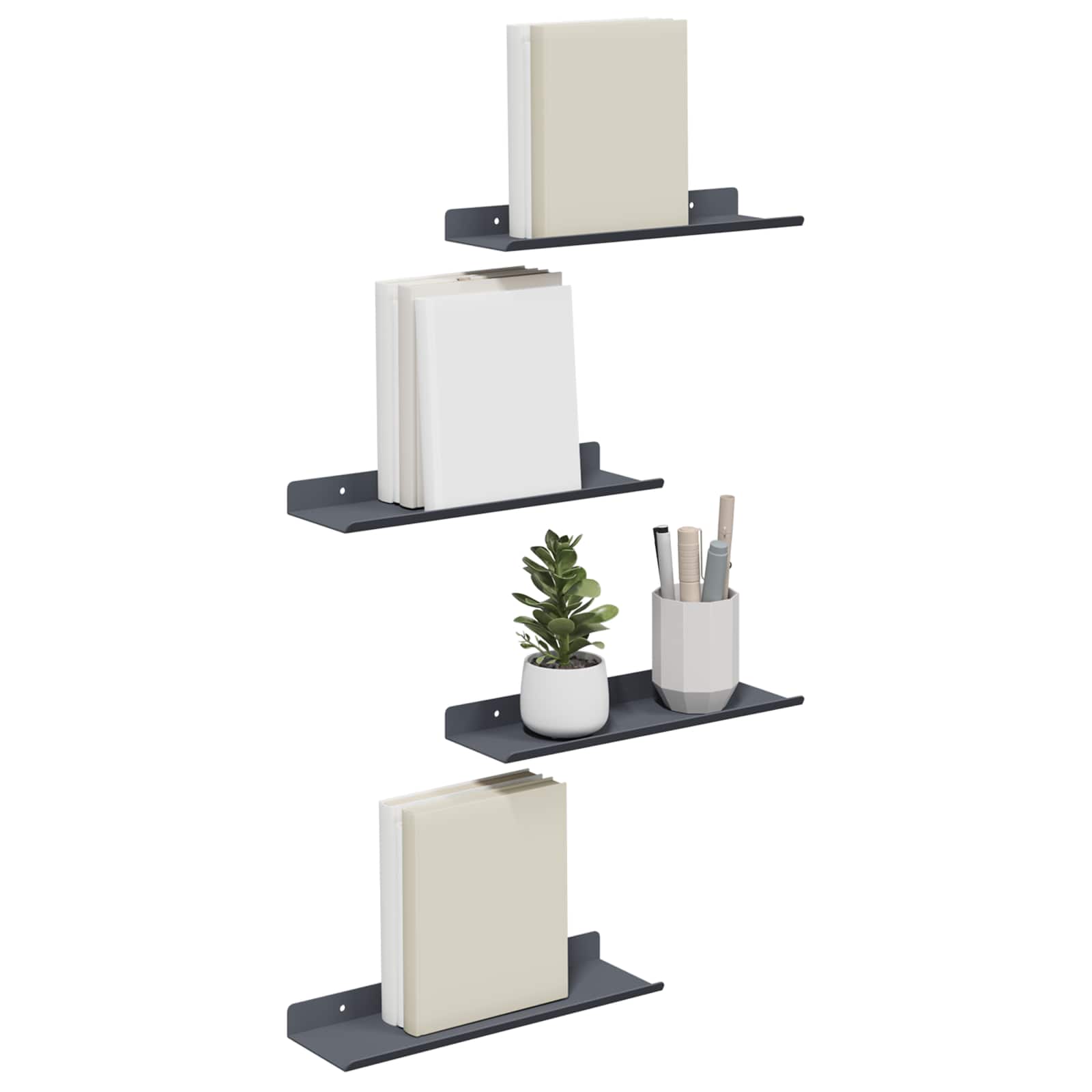 Schwebendes Regal 4 pcs Anthrazit 30 x 9 x 2,5 cm Stahl