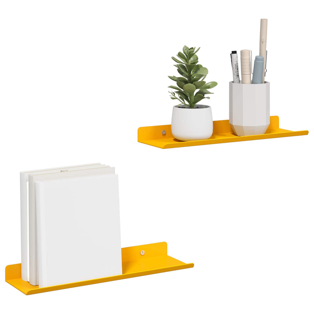 Schwebendes Regal 2 pcs Senfgelb 30 x 9 x 2,5 cm Stahl