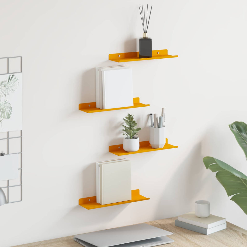 Schwebendes Regal 4 pcs Senfgelb 30 x 9 x 2,5 cm Stahl