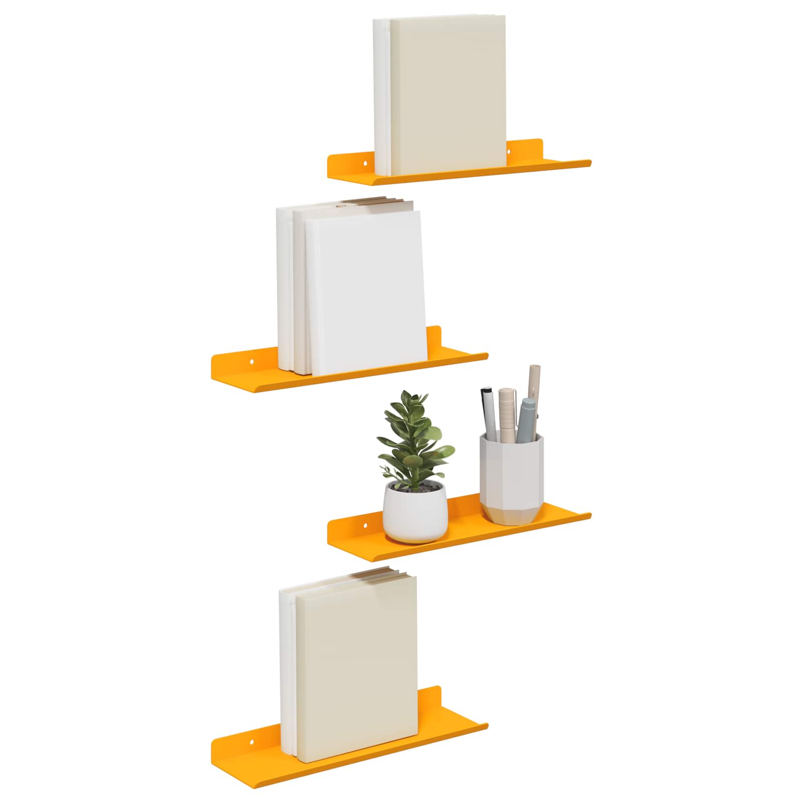Schwebendes Regal 4 pcs Senfgelb 30 x 9 x 2,5 cm Stahl