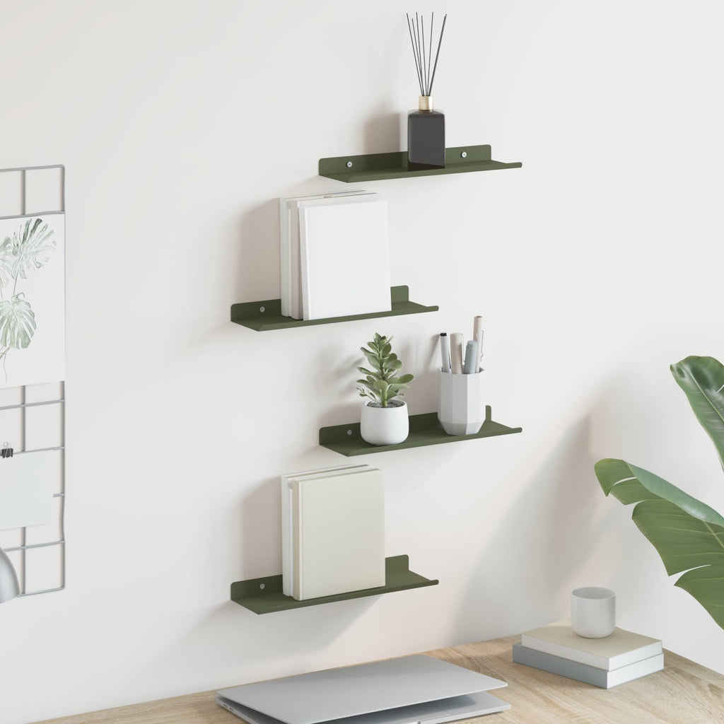 Schwebendes Regal 4 pcs Olive Grün 30 x 9 x 2,5 cm Stahl