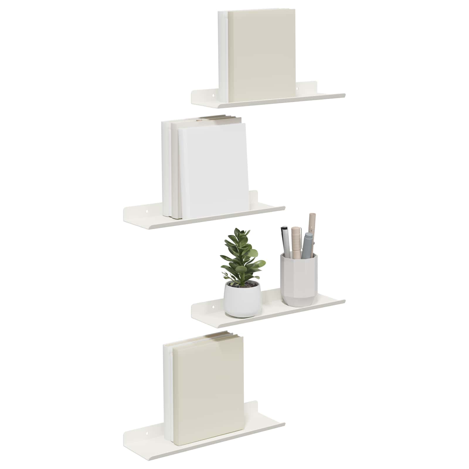Schwebendes Regal Wandmontiert 4 pcs Weiß 30 x 9 x 2,5 cm Stahl
