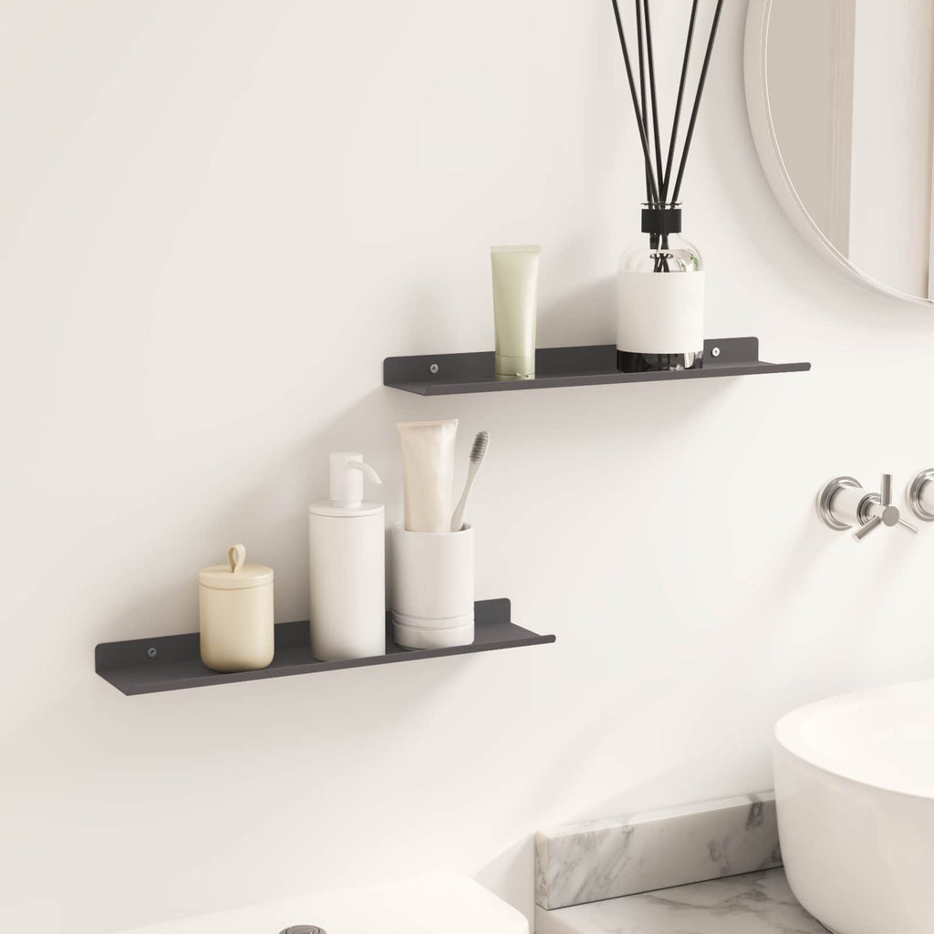 Schwebendes Regal 2 pcs Schwarz 40 x 8,5 x 2,5 cm Stahl