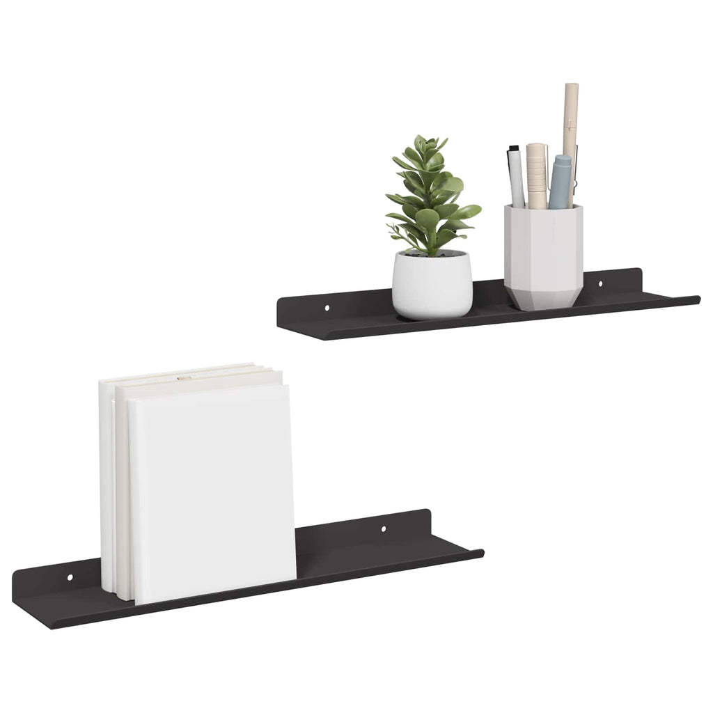 Schwebendes Regal 2 pcs Schwarz 40 x 8,5 x 2,5 cm Stahl