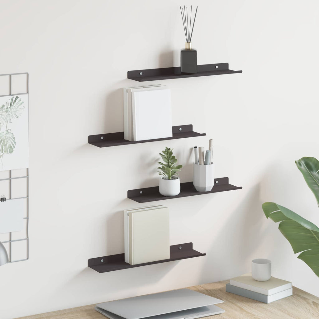 Schwebendes Regal 4 pcs Schwarz 40 x 8,5 x 2,5 cm Stahl