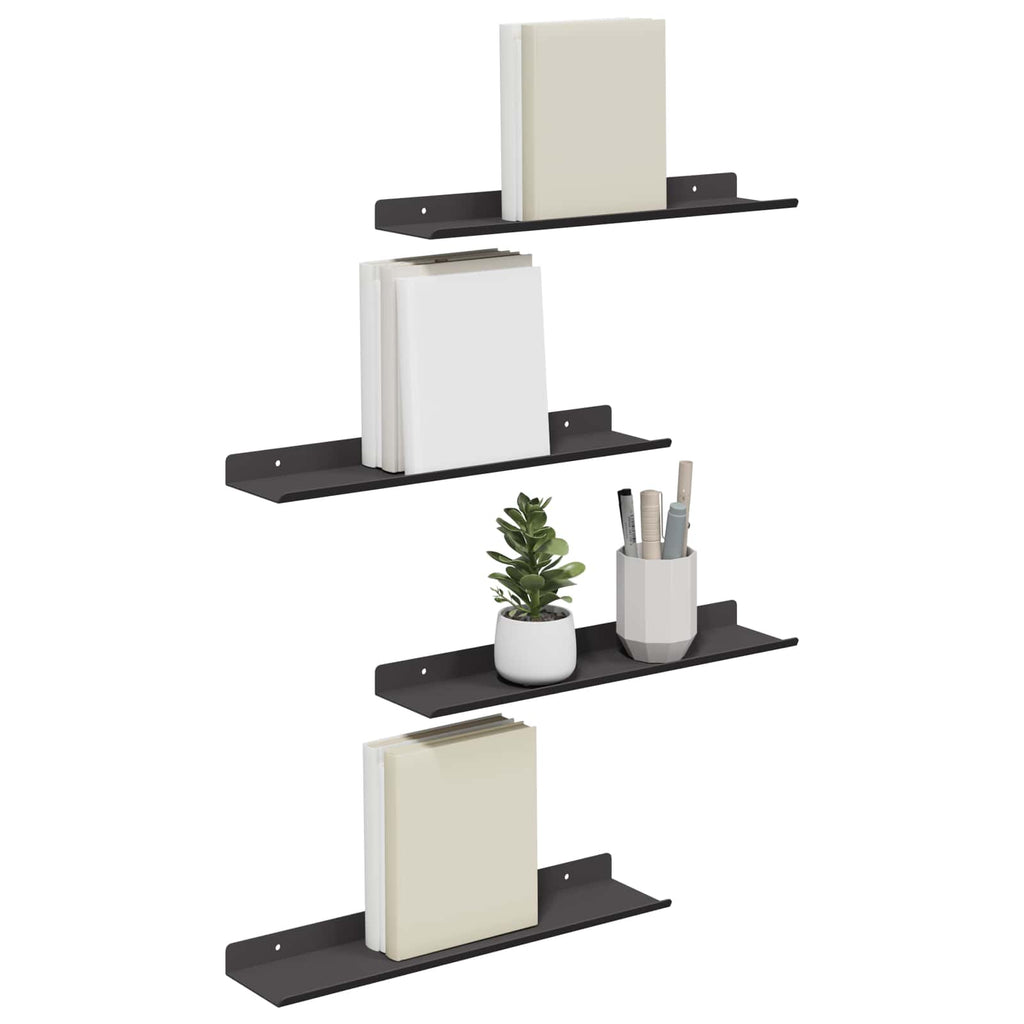 Schwebendes Regal 4 pcs Schwarz 40 x 8,5 x 2,5 cm Stahl